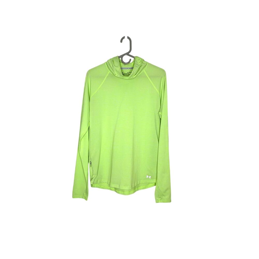 Under Armour Threadborne HeatGear Hooded Athletic Top Mens XL Neon Fitted